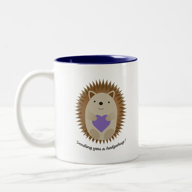 Adorable Senden Sie einen Hedgehug-Igel Zweifarbige Tasse (Links)