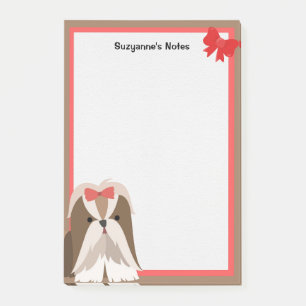 Adorable Shih Tzu mit Bow Post-it Klebezettel
