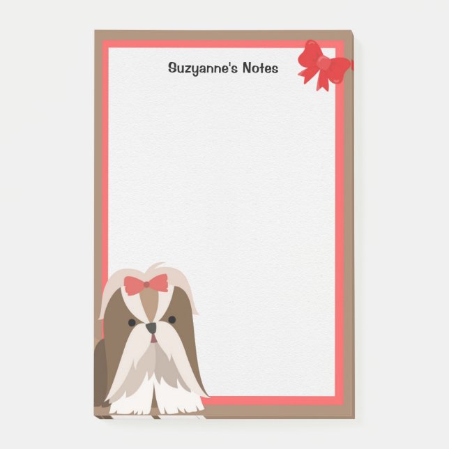 Adorable Shih Tzu mit Bow Post-it Klebezettel (Vorderseite)