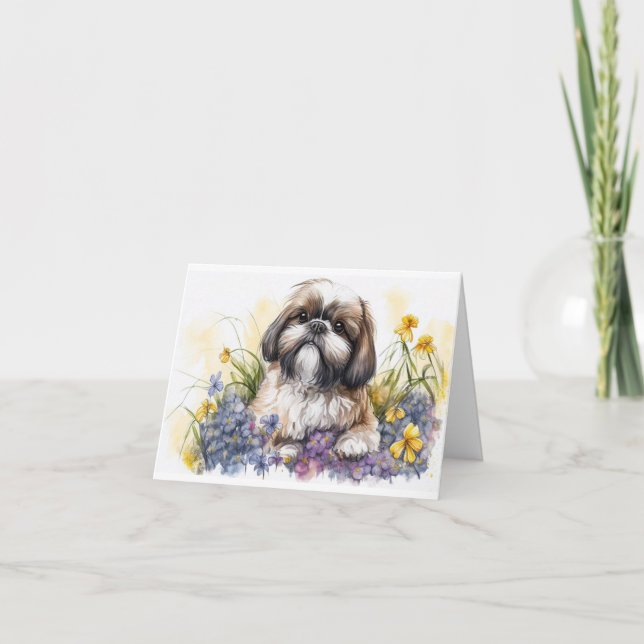 Adorable Shih Tzu Puppy Blank Grußkarte Karte (Vorderseite)
