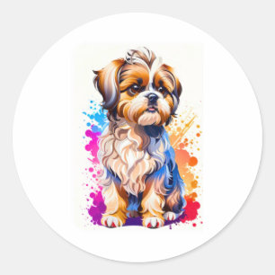 Adorable Shih Tzu Runder Aufkleber