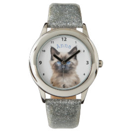 Adorable Siamese Kitten Personalisiert Armbanduhr
