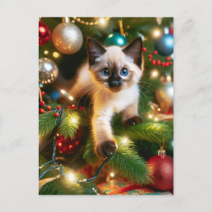 Adorable Siamese Kitten Weihnachten Postkarte