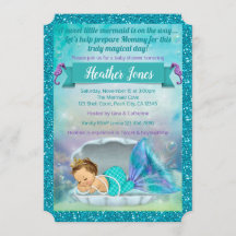 Adorable Sirène Baby Shower Invitations 130 Lumièr