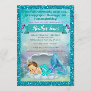 Adorable Sirène Baby Shower Invitations 130 Lumièr
