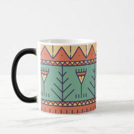 Adorable Skizze Tribal Muster Blue Red Indian Verwandlungstasse