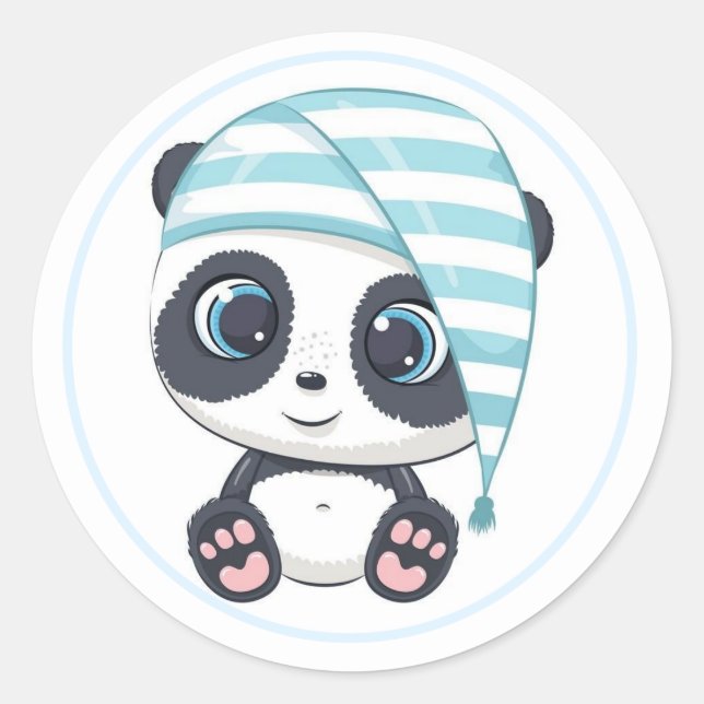 Adorable Sleepy Panda Runder Aufkleber (Vorderseite)