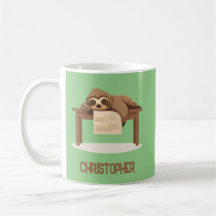 Adorable Sleepy Studium Sloth mit Kindername Kaffeetasse