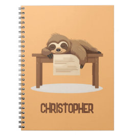 Adorable Sleepy Studium Sloth mit Kindername Notizblock