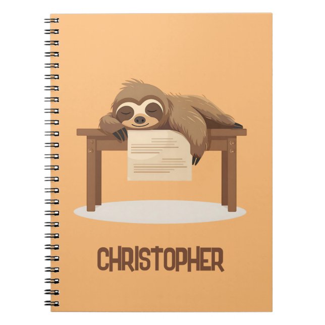 Adorable Sleepy Studium Sloth mit Kindername Notizblock (Vorderseite)