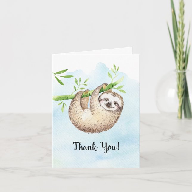 Adorable Sloth Animaux Baby shower Merci Note (Devant)