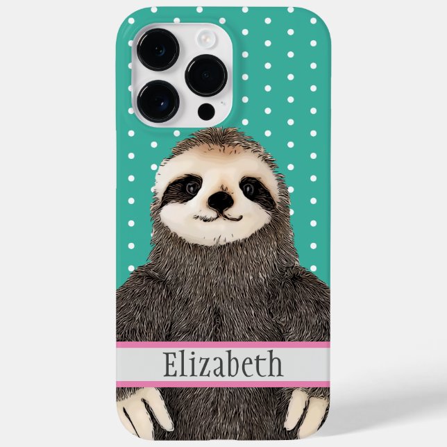 Adorable Sloth Aquamarin Name Kinder Schürze Case-Mate iPhone 14 Pro Max Hülle (Rückseite)