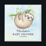 Adorable Sloth Baby Dusche Gefallen Magnet<br><div class="desc">Der süße Anziehmagnet für eine Jungen-Babydusche mit dem süßesten Baby-Faultier-Set auf blauem Aquarell. Matching Artikel in unserem Shop erhältlich.</div>