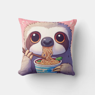 Adorable Sloth Eating Ramen Kissen