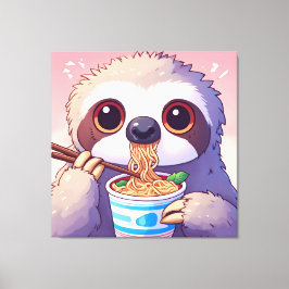 Adorable Sloth Eating Ramen Leinwanddruck