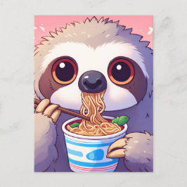 Adorable Sloth Eating Ramen Postkarte
