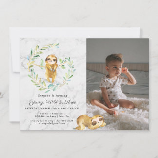 Adorable Sloth Geburtstagsparty Einladung