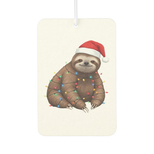Adorable Sloth Wrapped in Holiday Lights Classic T Autolufterfrischer (Vorderseite)