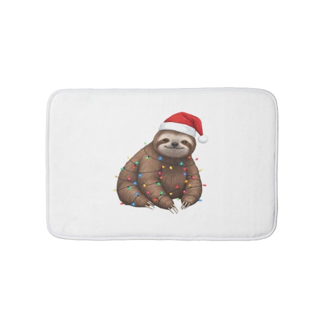 Adorable Sloth Wrapped in Holiday Lights Classic T Badematte (Vorderseite)