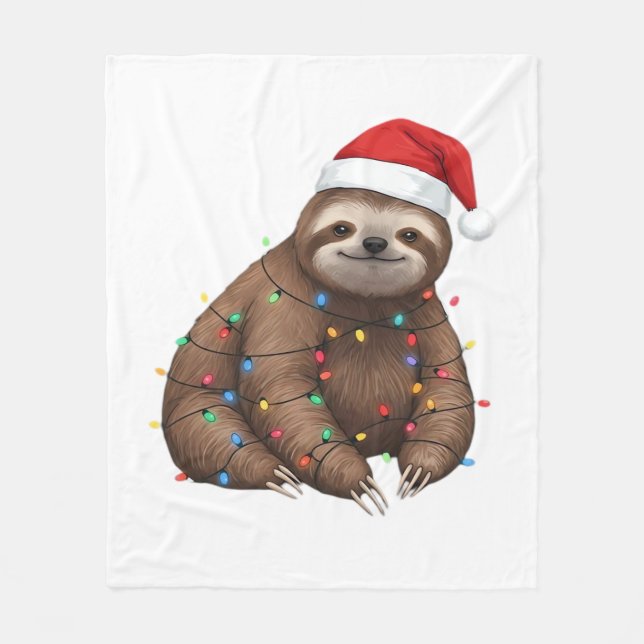 Adorable Sloth Wrapped in Holiday Lights Classic T Fleecedecke (Vorderseite)
