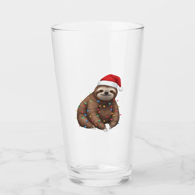 Adorable Sloth Wrapped in Holiday Lights Classic T Glas (Vorderseite)