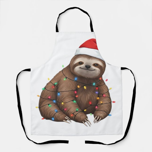 Adorable Sloth Wrapped in Holiday Lights Classic T Schürze (Vorderseite)
