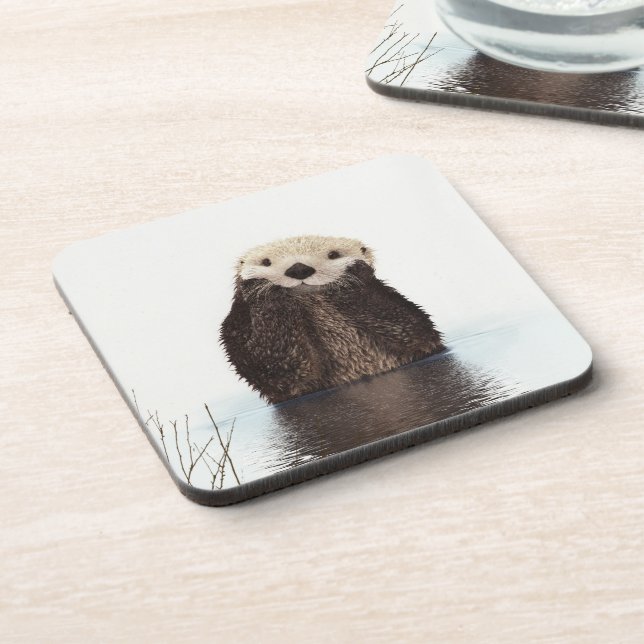 Adorable Smilch Otter im Lake Getränkeuntersetzer (Linke Seite)