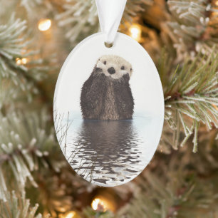 Adorable Smilch Otter im Lake Ornament