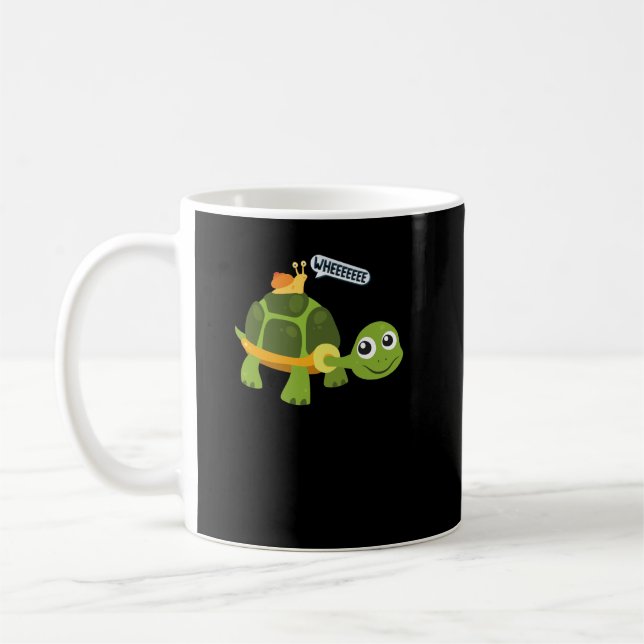 Adorable Snail Riding Turtle Yelling Wheel Niedlic Kaffeetasse (Links)