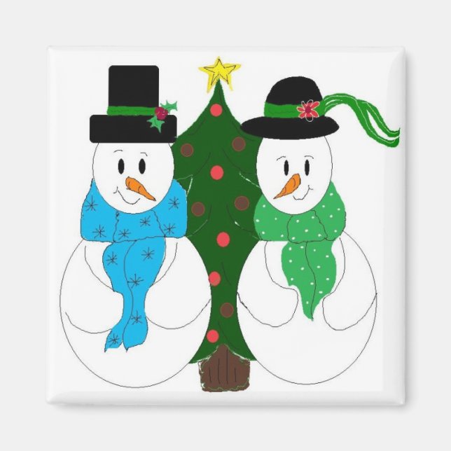 Adorable Snowman Couple Magnet (Vorne)