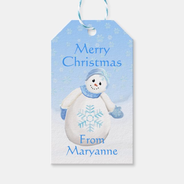 Adorable Snowman Custom Weihnachten Geschenkanhänger (Vorderseite)