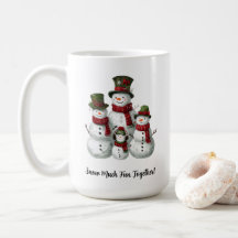 Adorable Snowman Familie in Matching Hats & Scarve