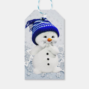 Adorable Snowman mit Blue-Hat-Geschenketiketten Geschenkanhänger