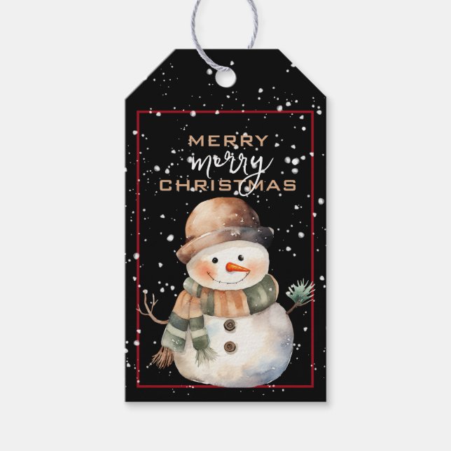 Adorable SnowmanWeihnachtsgeschenk-Tags Geschenkanhänger (Vorderseite)