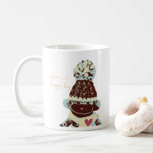Adorable Sock Monkey Kaffeetasse (Mit Donut)