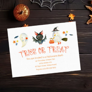 Adorable Spooky Friends "Trick or Treat" Halloween Einladung