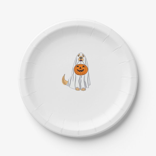 Adorable Spooky Golden Retriever Ghost Classic T-S Pappteller (Vorderseite)