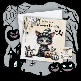Adorable Spooky Halloween Kitten Geburtstagsparty Einladung