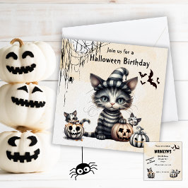 Adorable Spooky Halloween Kitten Geburtstagsparty Einladung