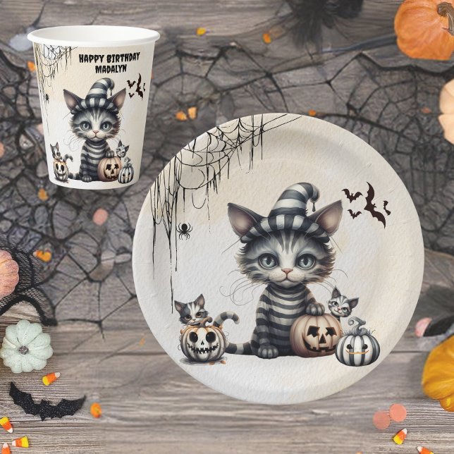 Adorable Spooky Halloween Kitten Pappteller (Von Creator hochgeladen)