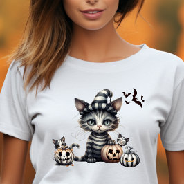 Adorable Spooky Halloween Kitten T-Shirt