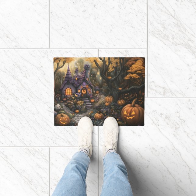 Adorable Spooky House and Halloween Pumpkin Patch Fußmatte (Indoor)