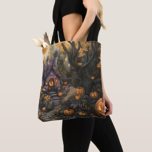 Adorable Spooky House and Halloween Pumpkin Patch Tasche