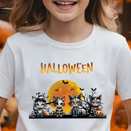 Adorable Spooky Moon Halloween Ghost Kittens T-Shirt