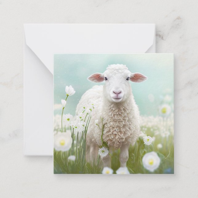 Adorable Spring Sheep (Leere auf der Rückseite) Mitteilungskarte (Vorderseite)