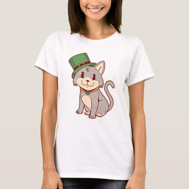 Adorable St. Patricks Cat T-Shirt (Vorderseite)