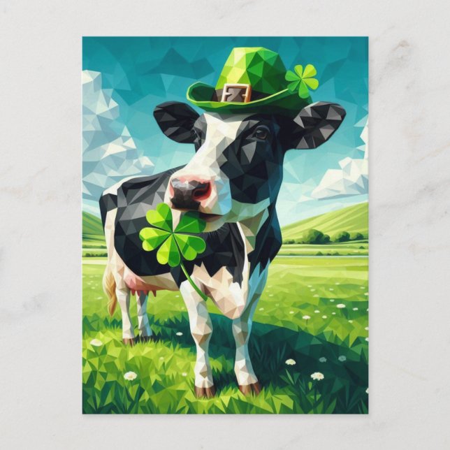 Adorable St. Patrick's Day Cow Postkarte (Vorderseite)