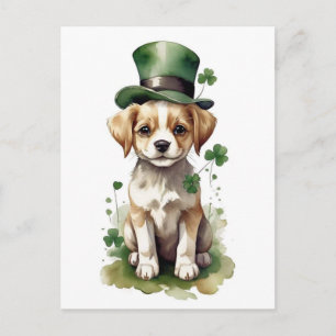 Adorable St. Patrick's Day Puppy Postkarte