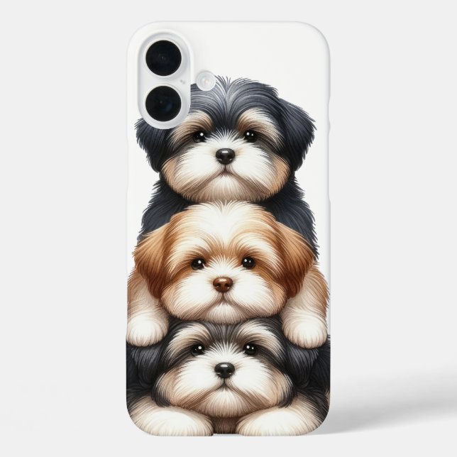 ADORABLE STACK VON SHIH TZU PUPPY HUNGS iPhone 16 PLUS HÜLLE (Rückseite)