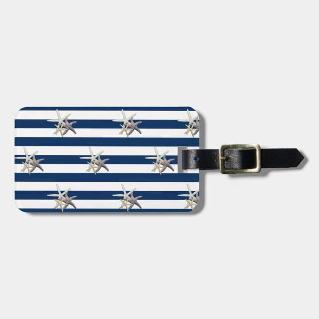 Adorable Starfish auf Streifen Personalisiert Gepäckanhänger (Vorderseite horizontal)